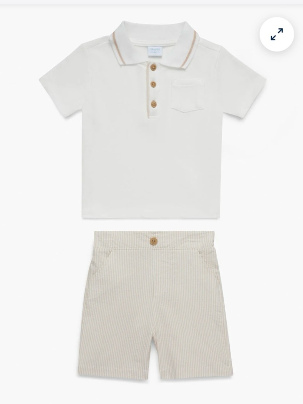 Boys 12M Draper James Cream Polo & Beige Striped Shorts Set